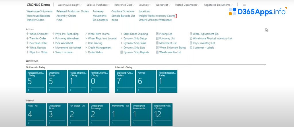 Advanced Inventory Count MS Dynamics Warehouse Dashboard