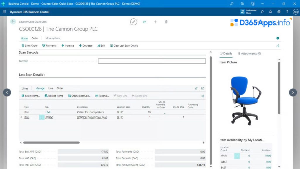 Counter Sales MS Dynamics Review Barcode Scanning