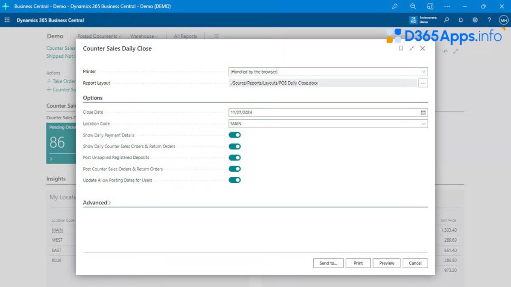 Counter Sales MS Dynamics Review Cash Register Closing