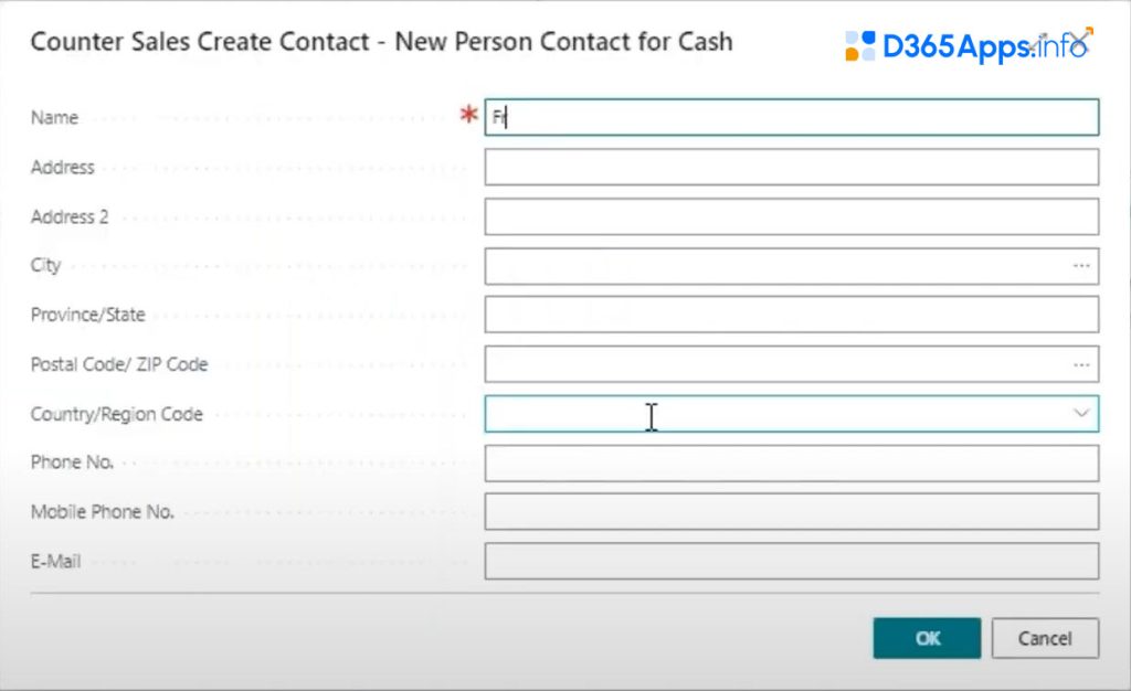 Counter Sales MS Dynamics Review Customer Selection
