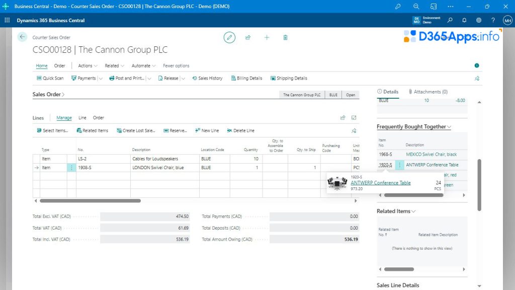 Counter Sales MS Dynamics Review Quick Order Entry