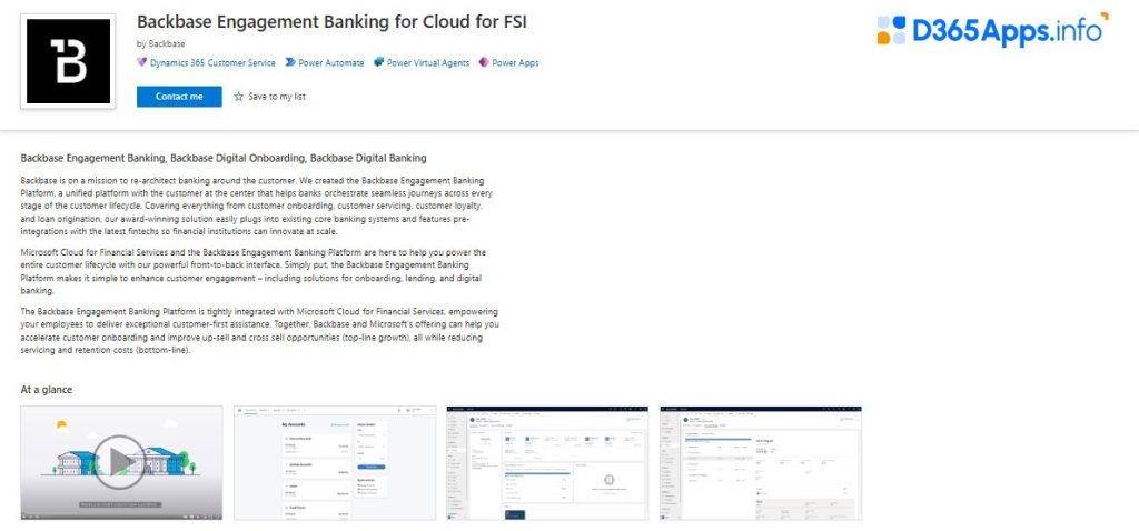 Dynamics Apps Financial Services Backbase Engagement Banking for Cloud for FSI