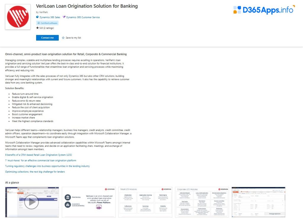 Dynamics Apps Financial Services VeriLoan Loan Origination Solution for Banking