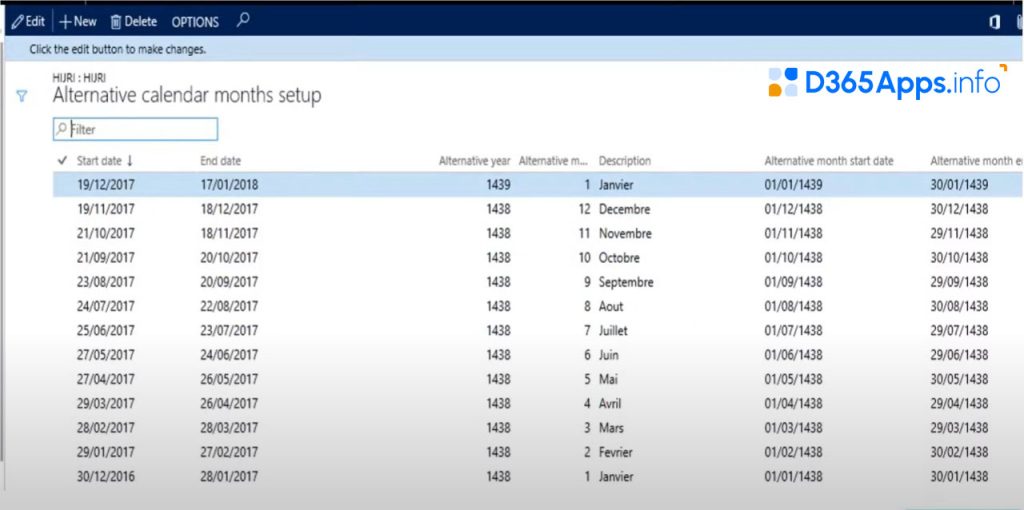 Payroll 365 Review Calendar settings