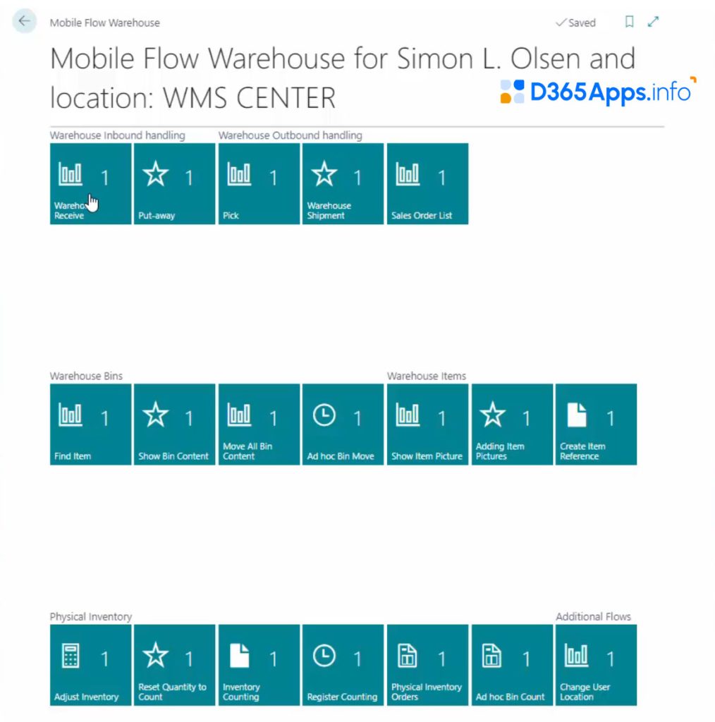 Warehouse Mobile for MS Dynamics App Review Mobile Main Menu WMS CENTER