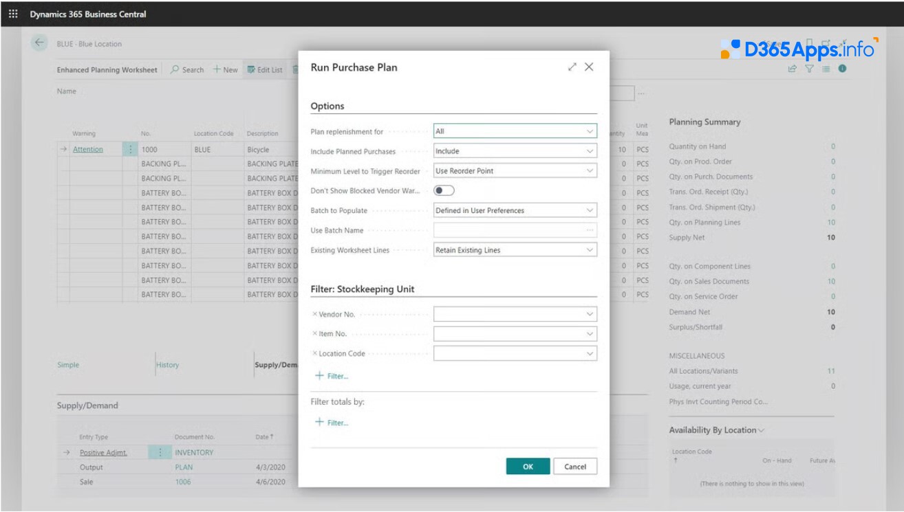 Enhanced Planning Worksheet Review – AI-Driven MRP for D365 BC
