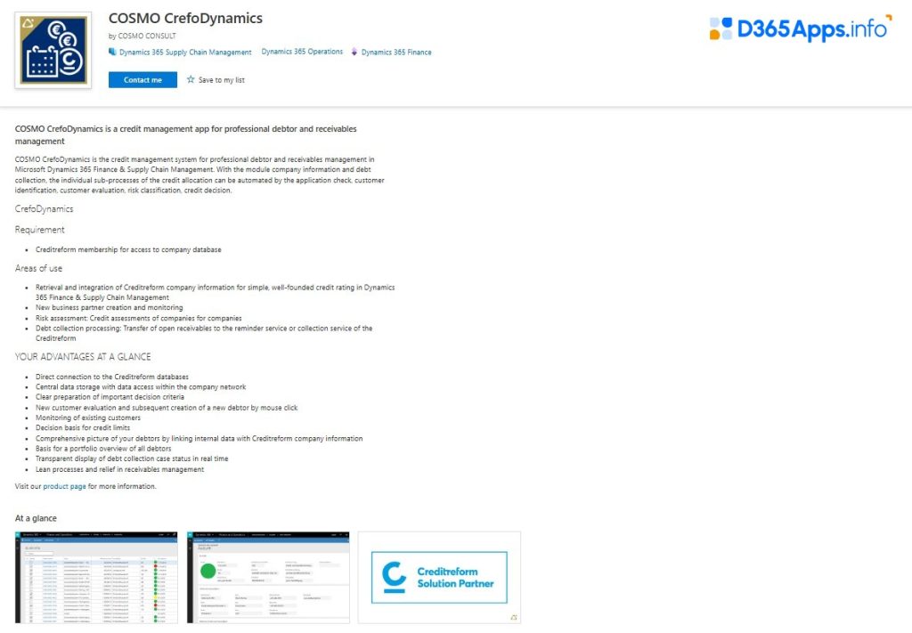 Dynamics 365 Apps for Energy COSMO CrefoDynamics