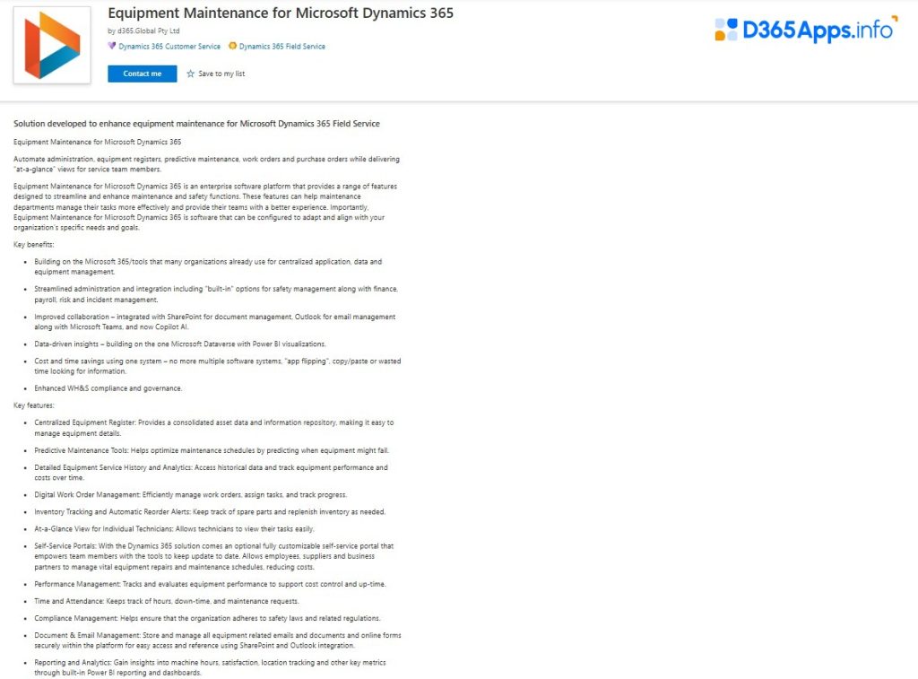 Dynamics 365 Apps for Energy Equipment Maintenance for Microsoft