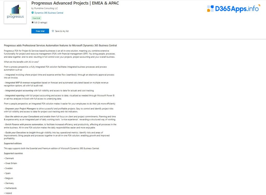 Dynamics 365 Apps for Energy Progressus Advanced Projects EMEA & APAC