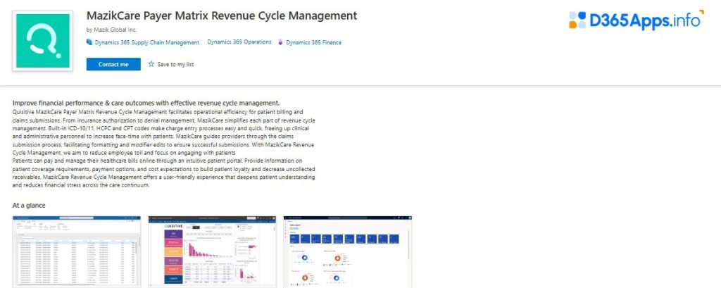 Dynamics Apps for Healthcare Matrix Revenue Cycle Management