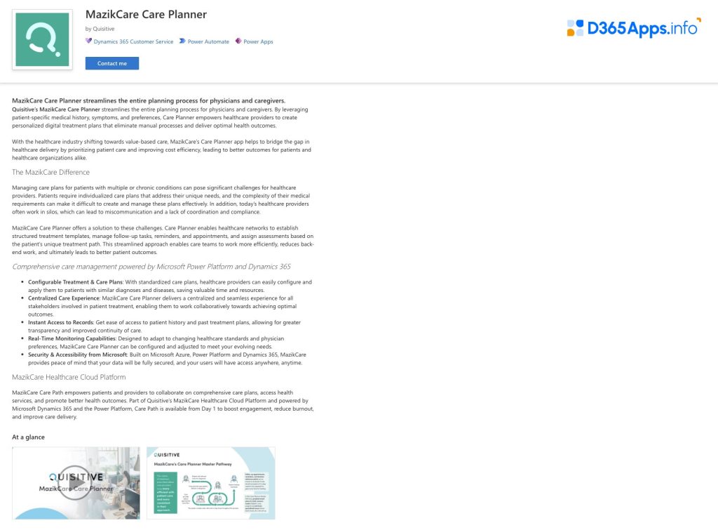 Dynamics Apps for Healthcare MazikCare Care Planner