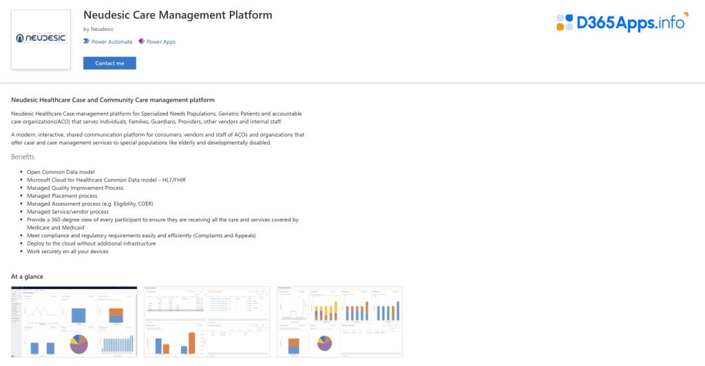 Dynamics Apps for Healthcare Neudesic Care Management Platform
