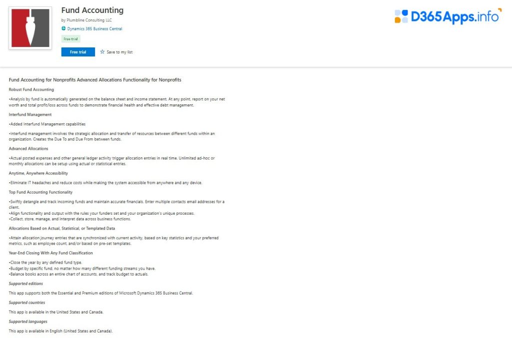 Dynamics Apps for Nonprofit & IGO Industry Fund Accounting