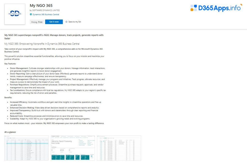 Dynamics Apps for Nonprofit & IGO Industry My NGO 365