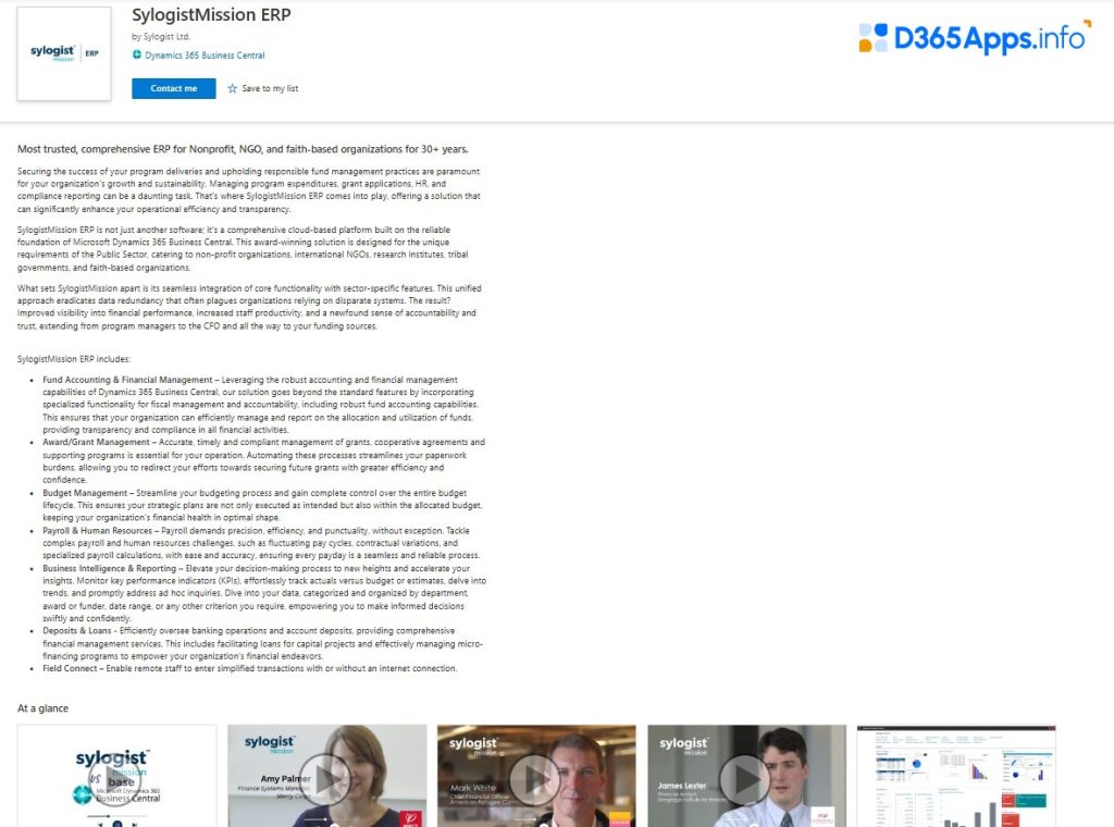 Dynamics Apps for Nonprofit & IGO Industry SylogistMission ERP