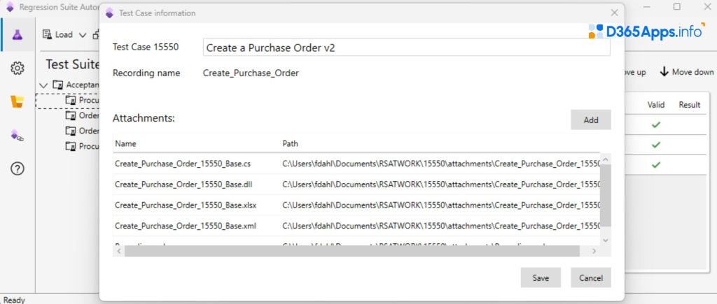RSAT for Dynamics 365 Finance and Operations Test Execution Results
