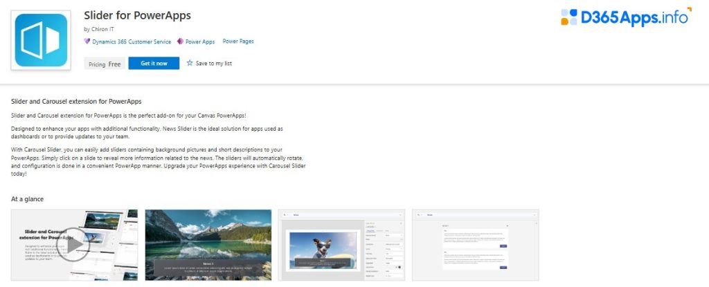 Top Collaboration Dynamics 365 Apps Slider for PowerApps