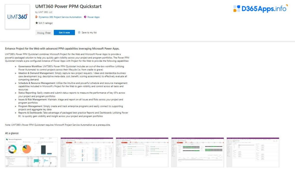 Top Collaboration Dynamics 365 Apps UMT360 Power PPM Quickstart