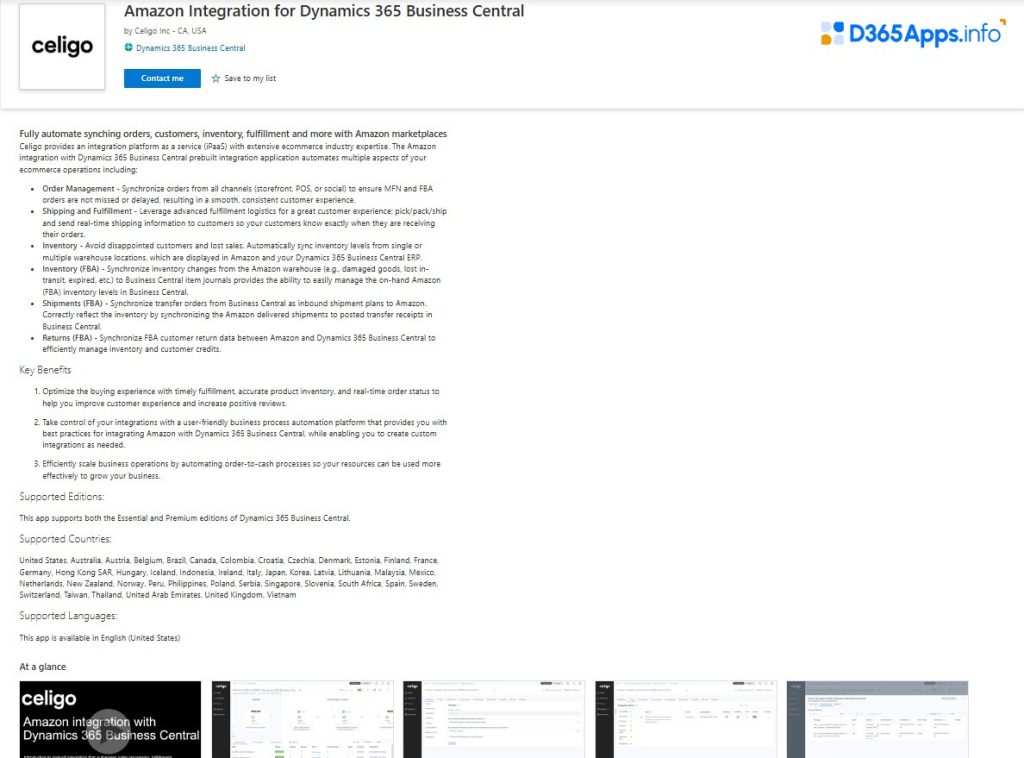 Top Commerce Dynamics 365 Apps Amazon Integration for Dynamics 365 Business Central
