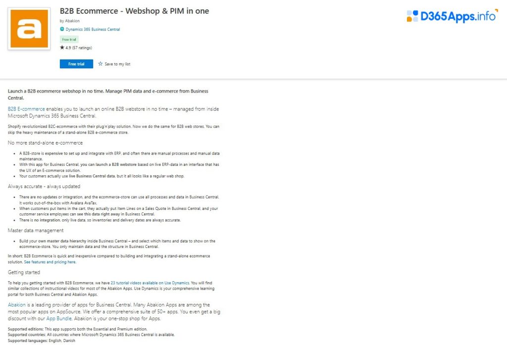 Top Commerce Dynamics 365 Apps B2B Ecommerce Webshop & PIM in One