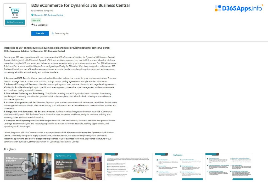 Top Commerce Dynamics 365 Apps B2B eCommerce for Dynamics 365 Business Central
