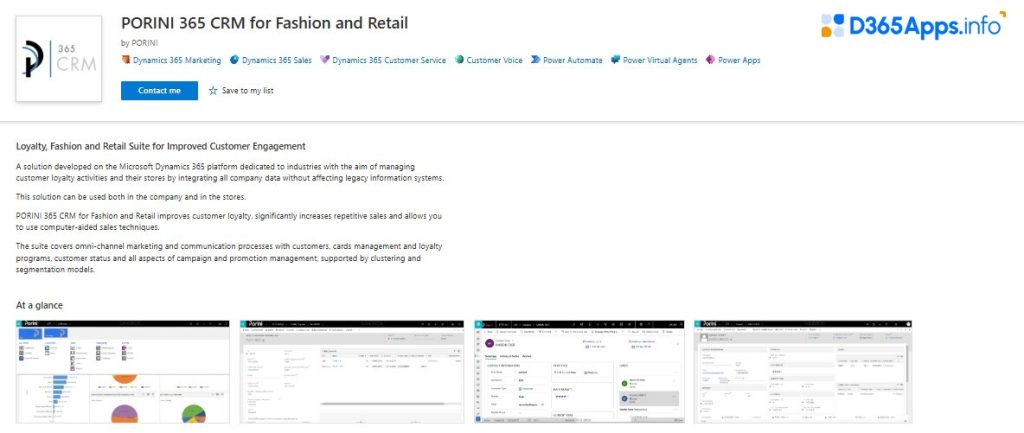 Top Commerce Dynamics 365 Apps PORINI 365 CRM for Fashion and Retail