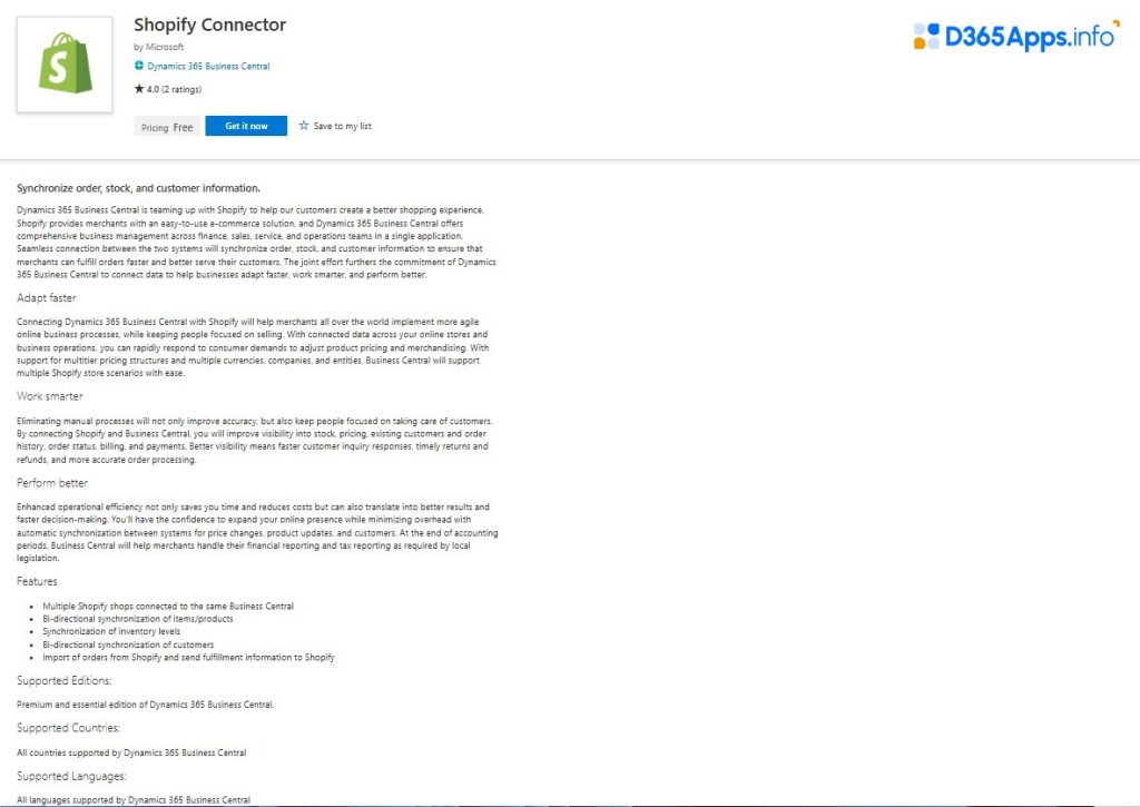 Top Commerce Dynamics 365 Apps Shopify Connector
