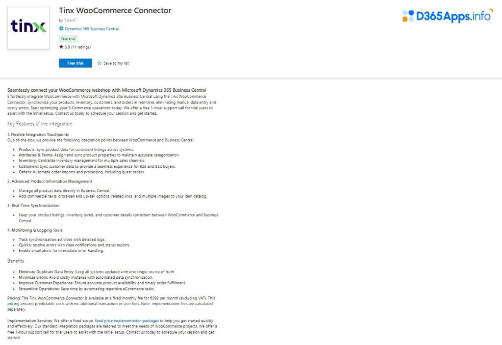 Top Commerce Dynamics 365 Apps Tinx WooCommerce Connector