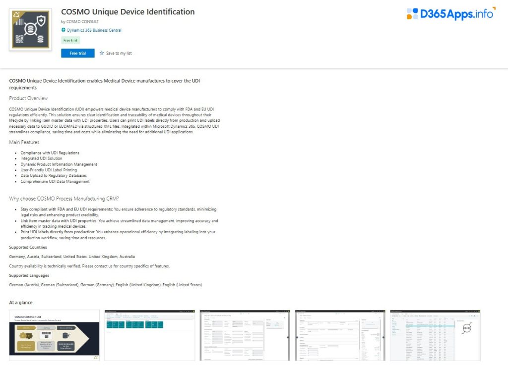 Top Compliance and Legal MS Dynamics COSMO Unique Device Identification