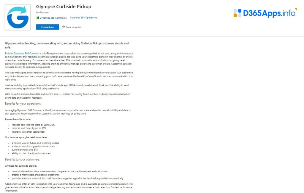 Top Customer Service Dynamics Apps Glympse Curbside Pickup