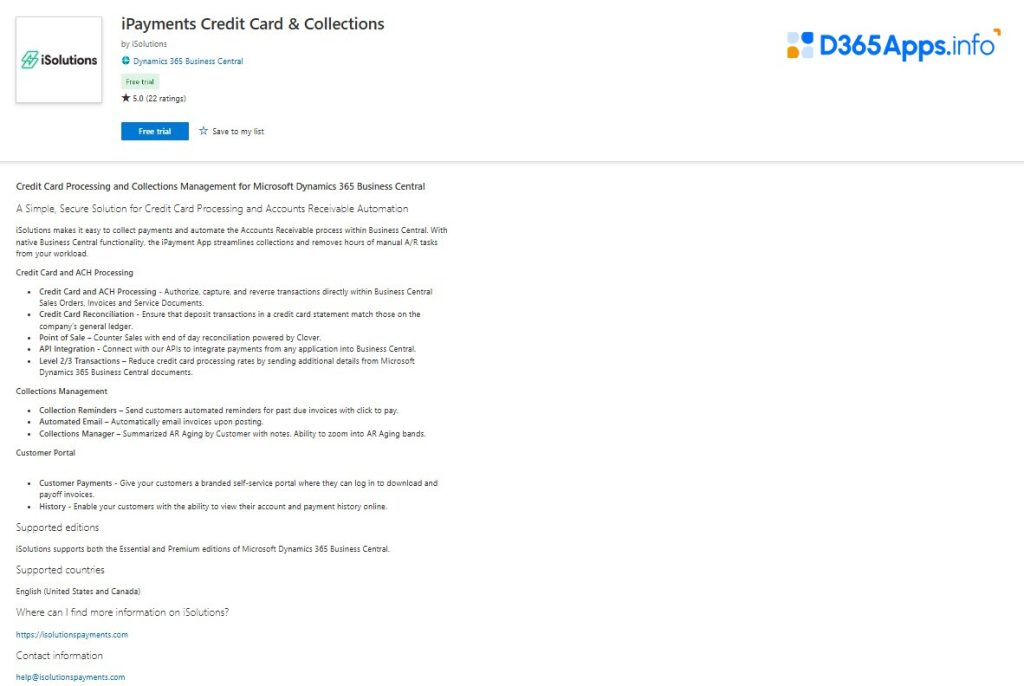 Top Customer Service Dynamics Apps iPayments Credit Card & Collections
