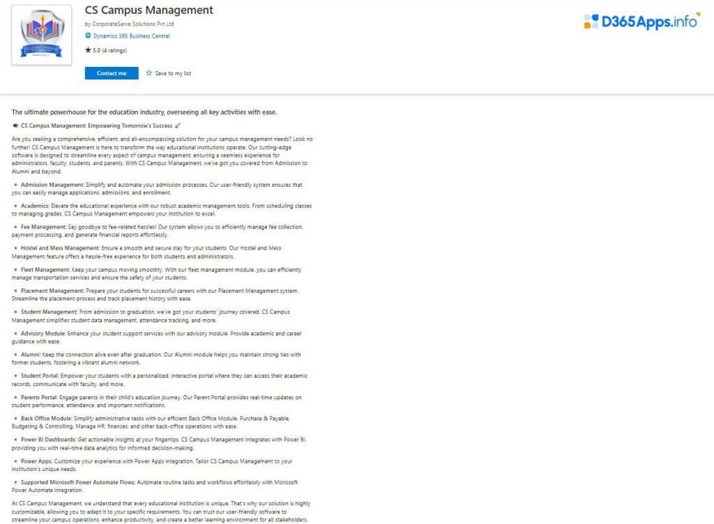 Top Dynamics Apps for Education CS Campus Management