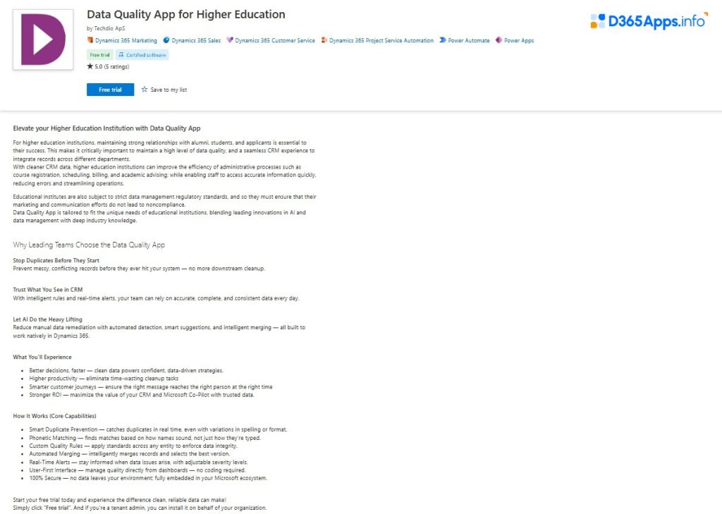 Top Dynamics Apps for Education  Data Quality App for Higher Education