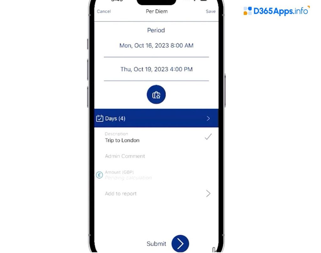 continia expense management dynamics app review Per diem and business trip allowance