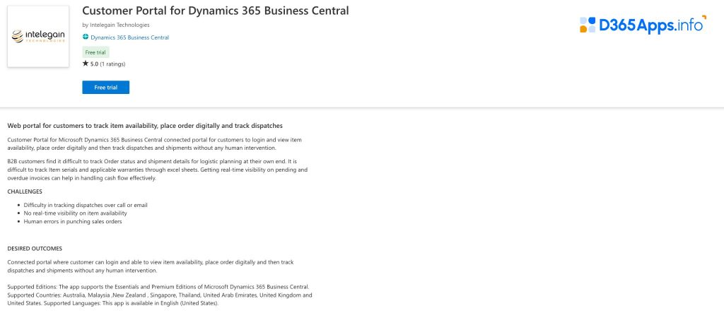 Dynamics Apps for Manufacturing Mobility Customer Portal for Dynamics 365 Business Central