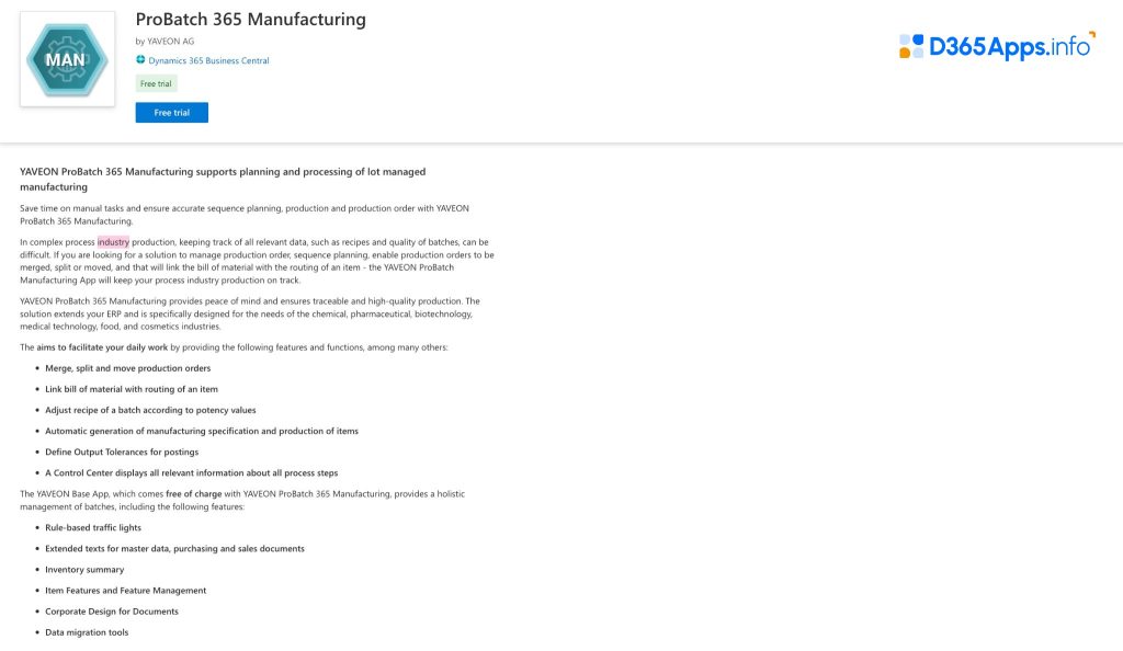 Dynamics Apps for Manufacturing Mobility ProBatch 365 Manufacturing