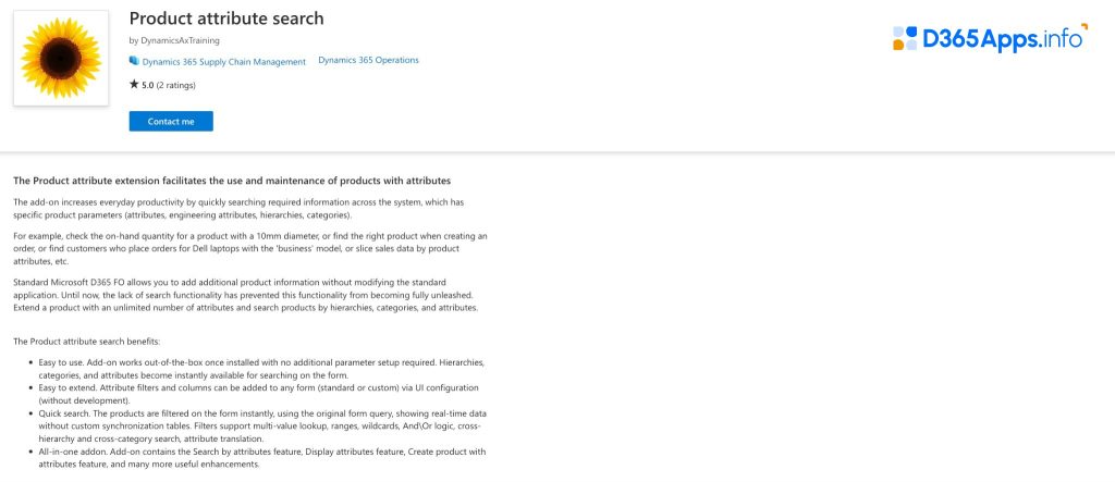Dynamics Apps for Manufacturing Mobility Product Attribute Search