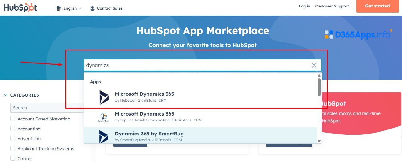 HubSpot Dynamics Integration Installing Dynamics App in HubSpot Marketplace