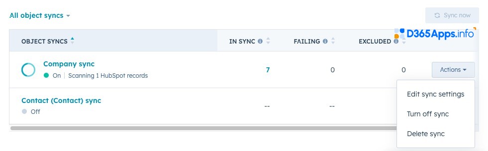 HubSpot Dynamics Integration Saving & Starting Sync