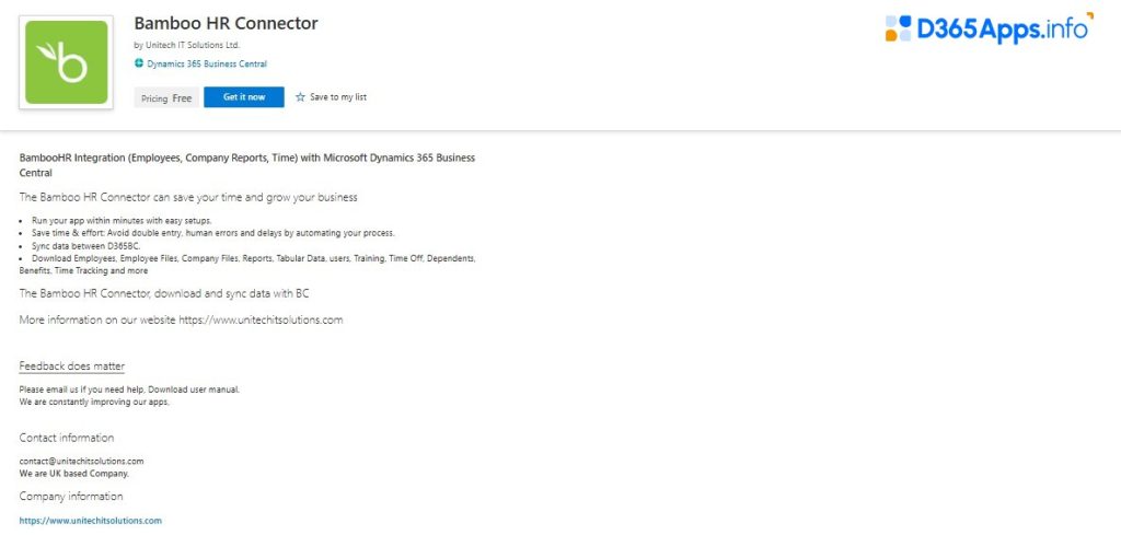 Human Resources MS Dynamics Apps Bamboo HR Connector