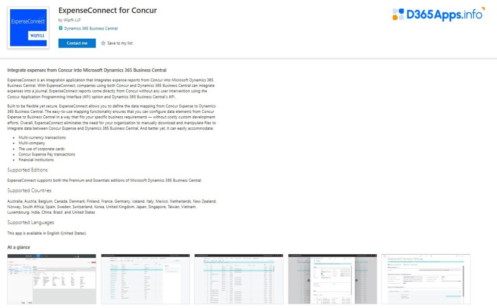 Human Resources MS Dynamics Apps ExpenseConnect for Concur