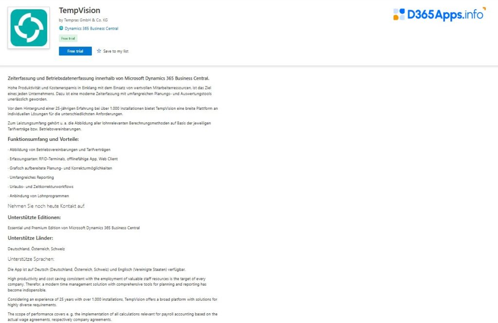 Human Resources MS Dynamics Apps TempVision