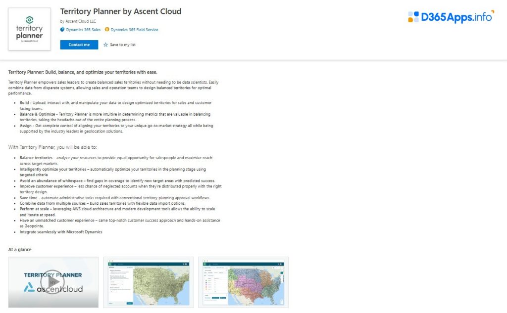 TTop Geolocation Microsoft Dynamics Apps Territory Planner by Ascent Cloud