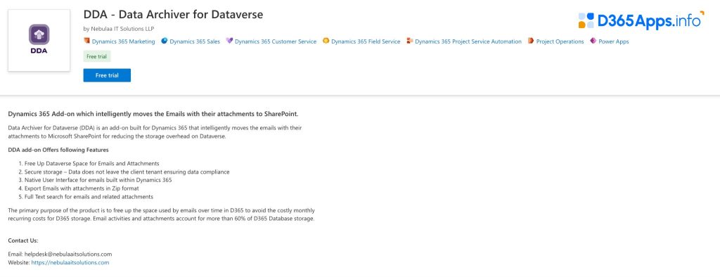 Top Dynamics Apps for Defense Intelligence Industry DDA - Data Archiver for Dataverse