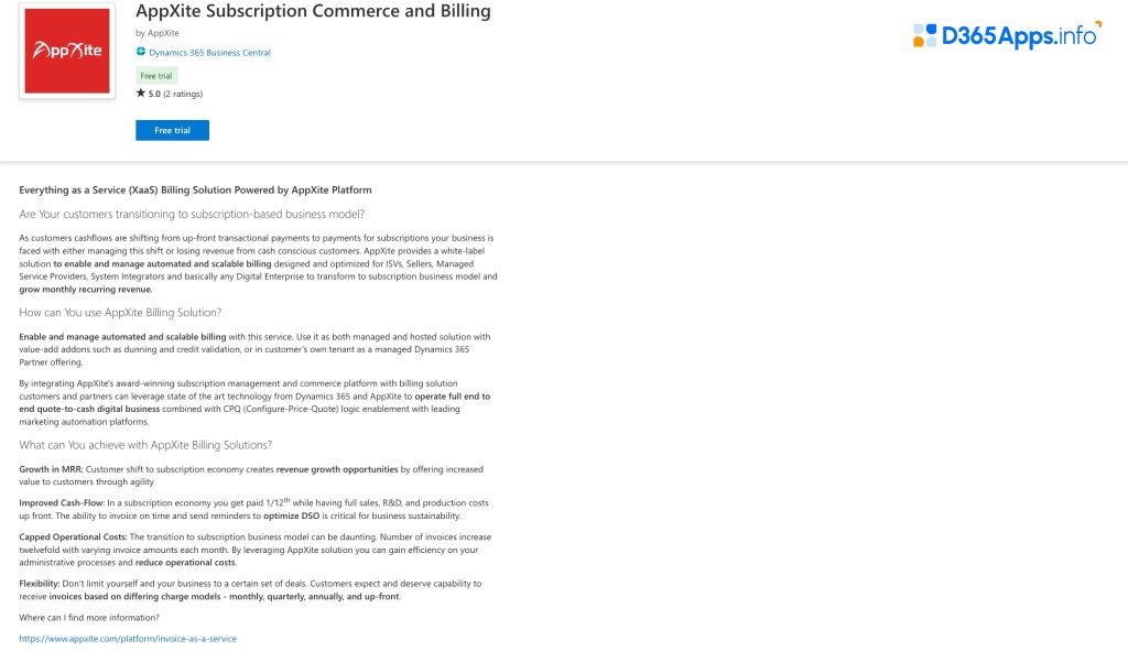 Top Dynamics Apps for Telecommunications & Media Industry AppXite Subscription Commerce and Billing
