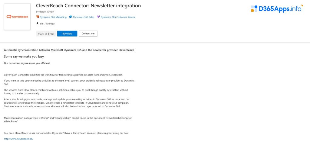 Top Dynamics Apps for Telecommunications & Media Industry CleverReach Connector Newsletter Integration