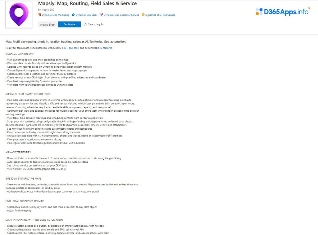 Top Geolocation Microsoft Dynamics Apps Mapsly Map, Routing, Field Sales & Service