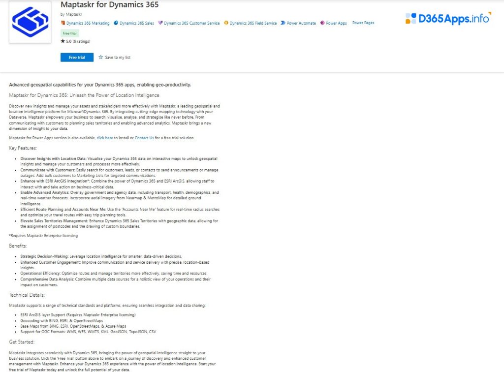 Top Geolocation Microsoft Dynamics Apps Maptaskr for Dynamics 365