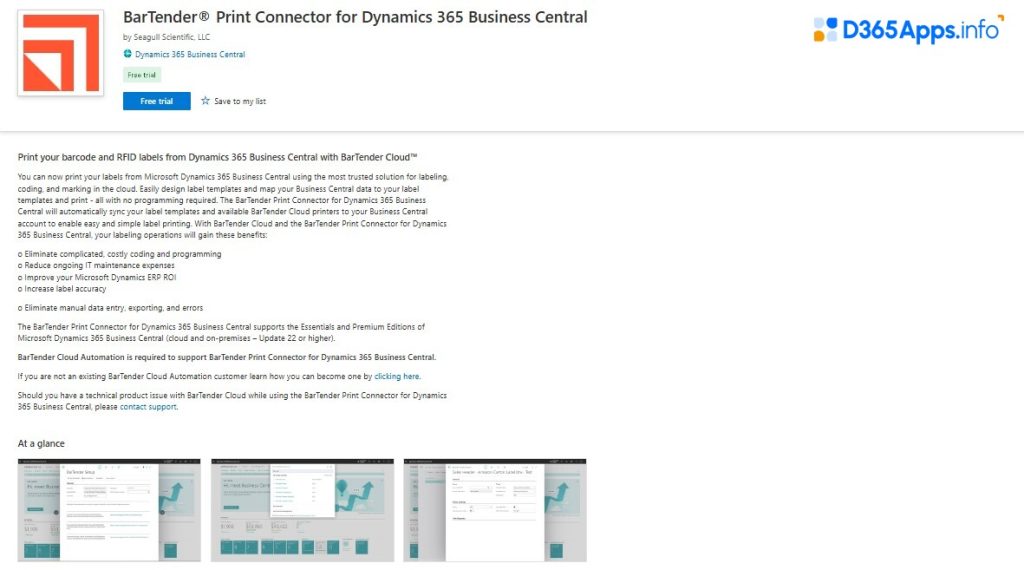 Top IT and Management Tools Dynamics 365 Apps BarTender® Print Connector