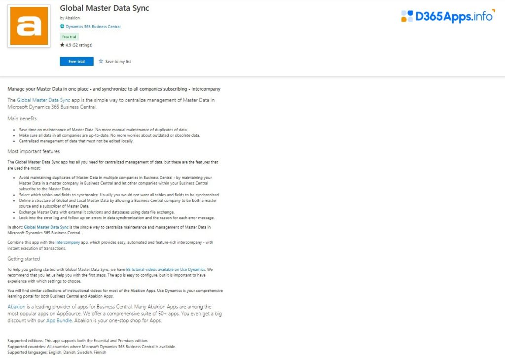 Top IT and Management Tools Dynamics 365 Apps Global Master Data Sync